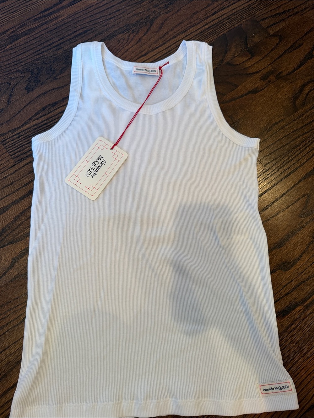 Alexander McQueen White Ribbed Tank Top with Tag and Box